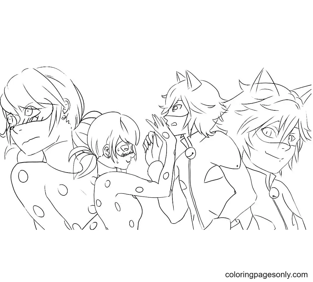 Desenhos de Ladybug e Cat Noir Para Colorir 50