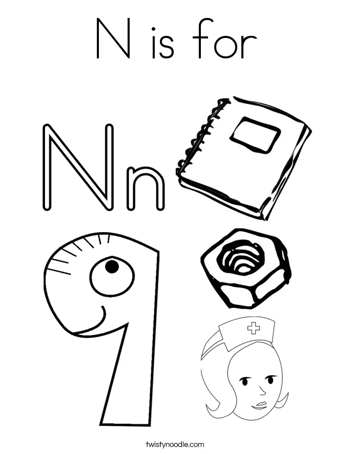 Desenhos de Letra N Para Colorir 51