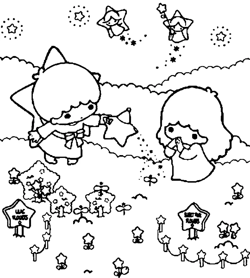 Little Twin Stars Para Colorear 63