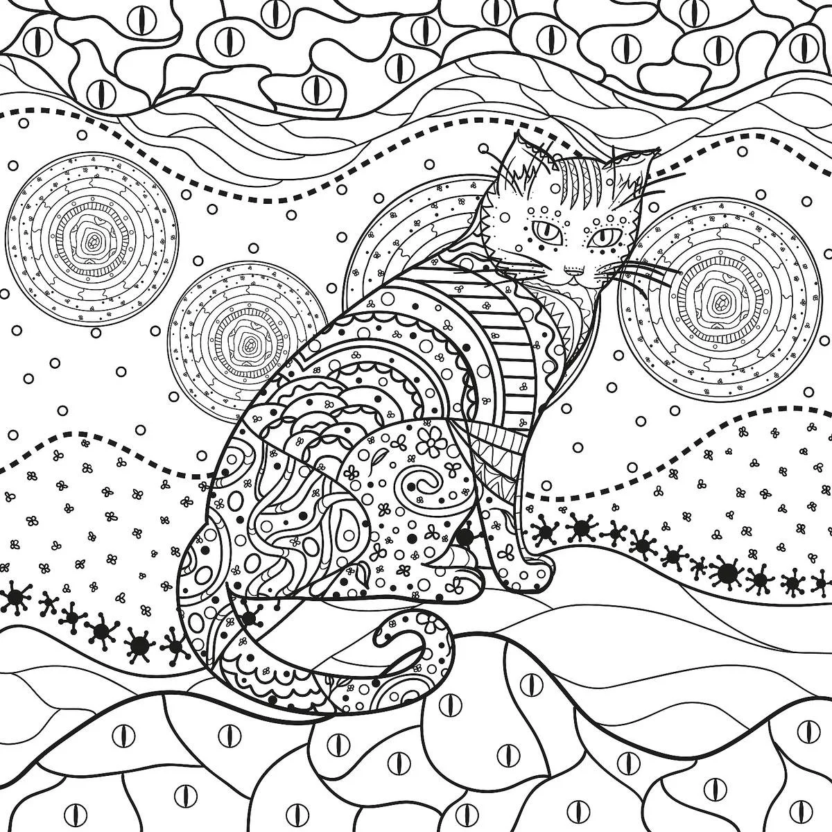 Mandala Cat Coloring Pages 18