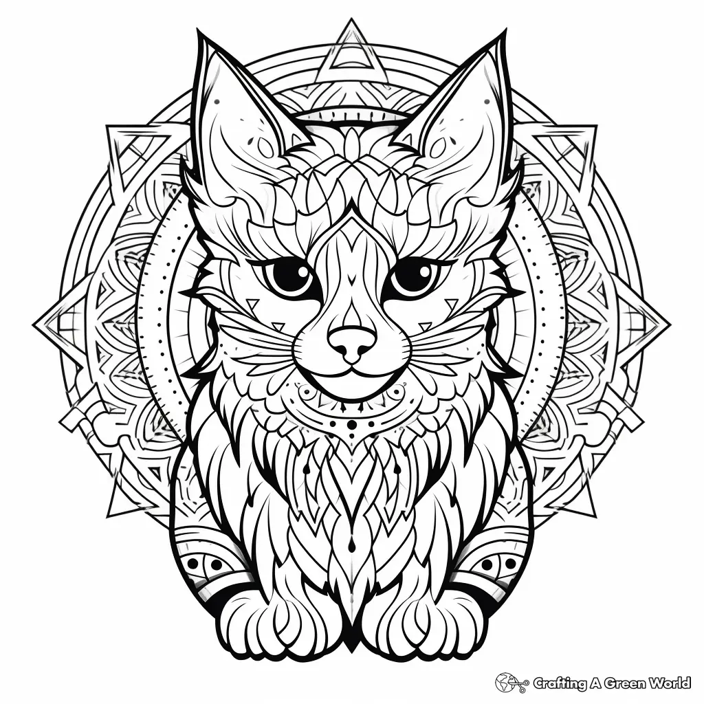 Mandala Cat Coloring Pages 2