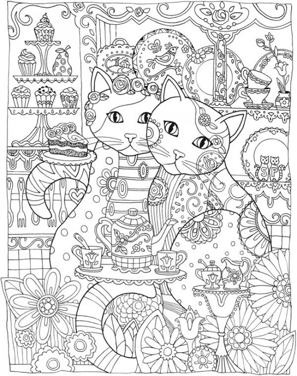 Mandala Cat Coloring Pages 6