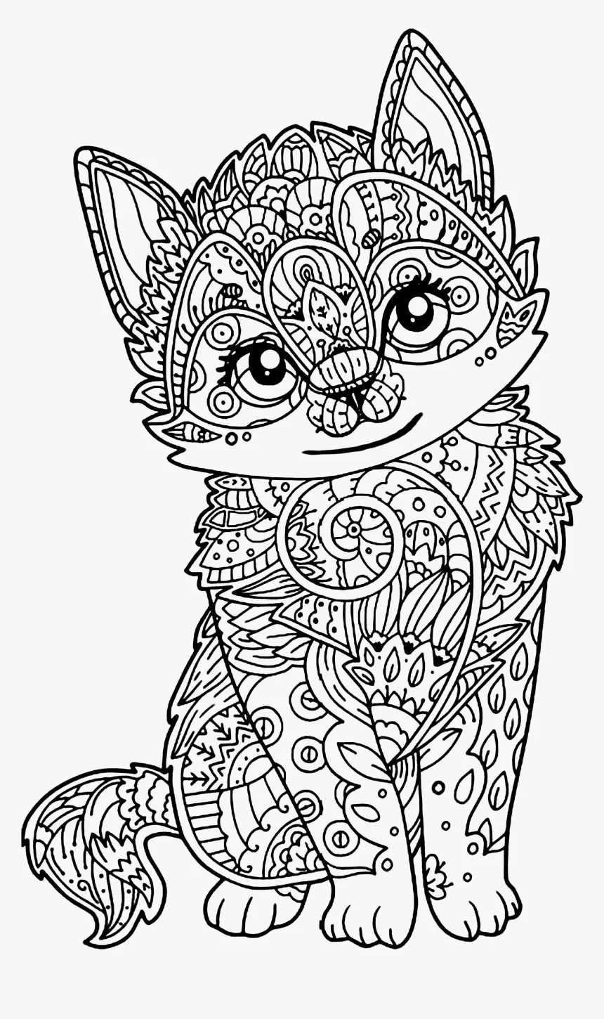 Mandala Cat Coloring Pages 7