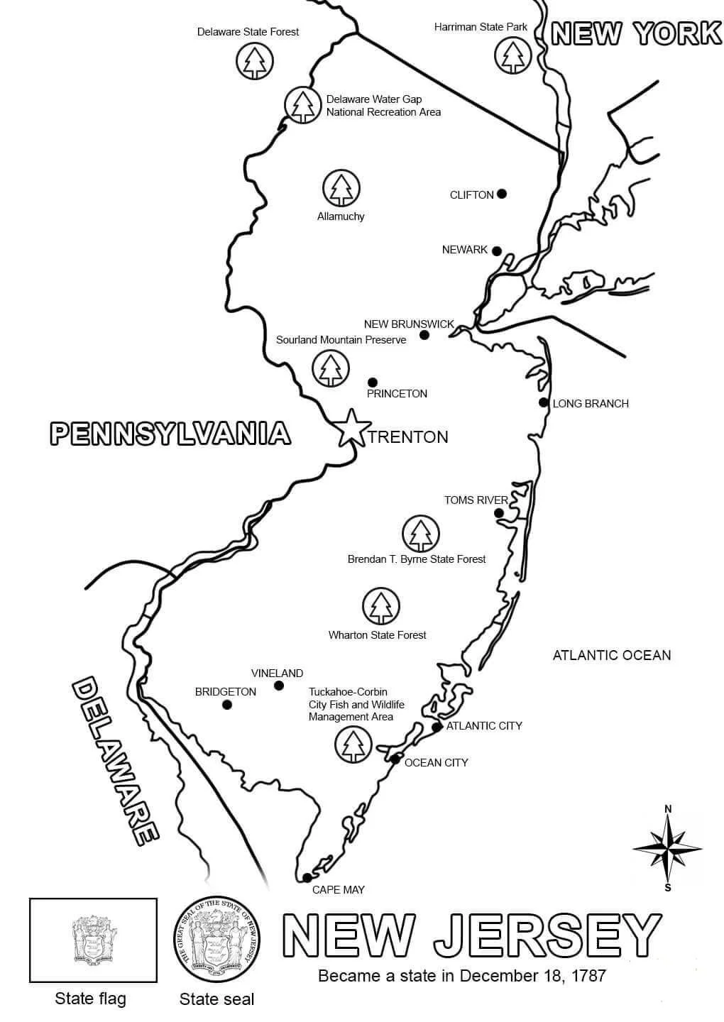 Desenhos de Nova Jersey Para Colorir