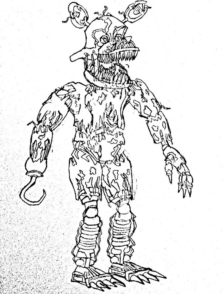 Nightmare Foxy Coloring Pages 3