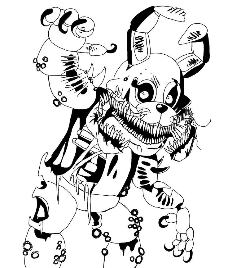 Nightmare Foxy Coloring Pages 9