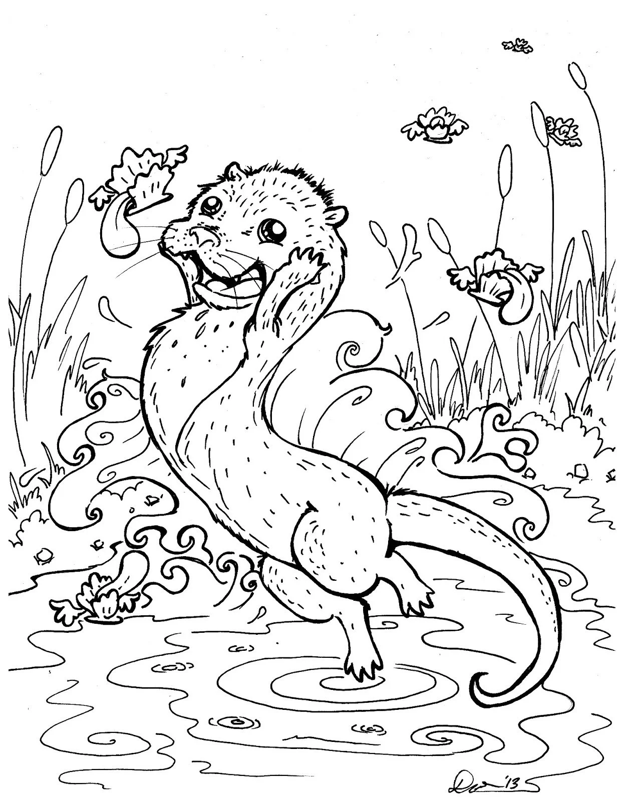 Desenhos de Lontras Para Colorir 49