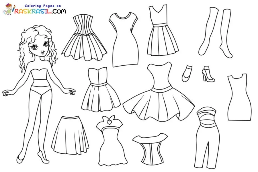 Desenhos de Paper Doll Para Colorir 1