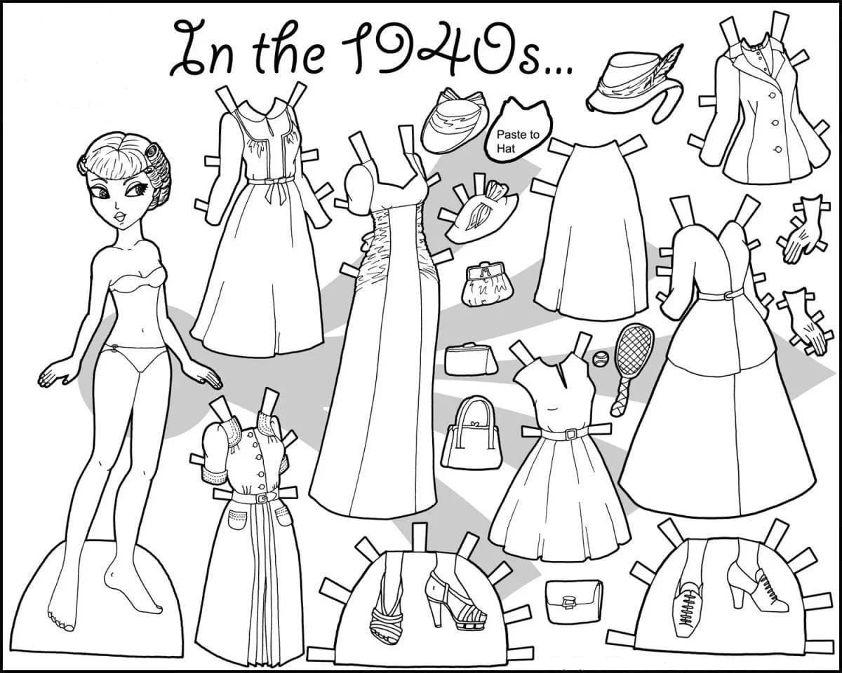 Paper Doll Coloring Pages 100