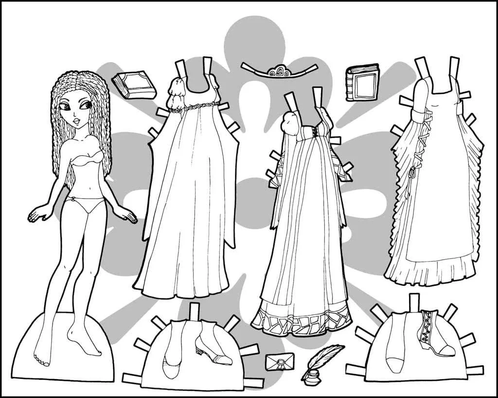 Paper Doll Coloring Pages 101