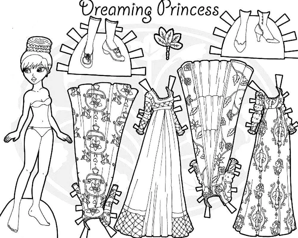 Paper Doll Coloring Pages 107