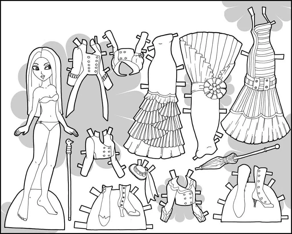 Desenhos de Paper Doll Para Colorir 14