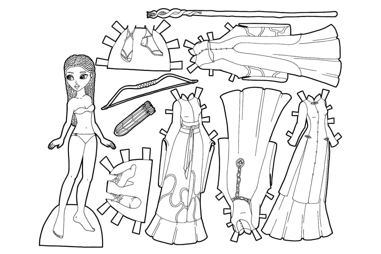 Desenhos de Paper Doll Para Colorir 16