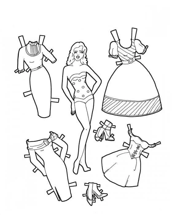 Desenhos de Paper Doll Para Colorir 22