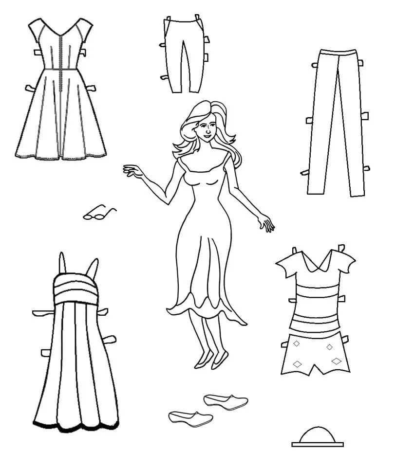 Paper Doll Coloring Pages 24