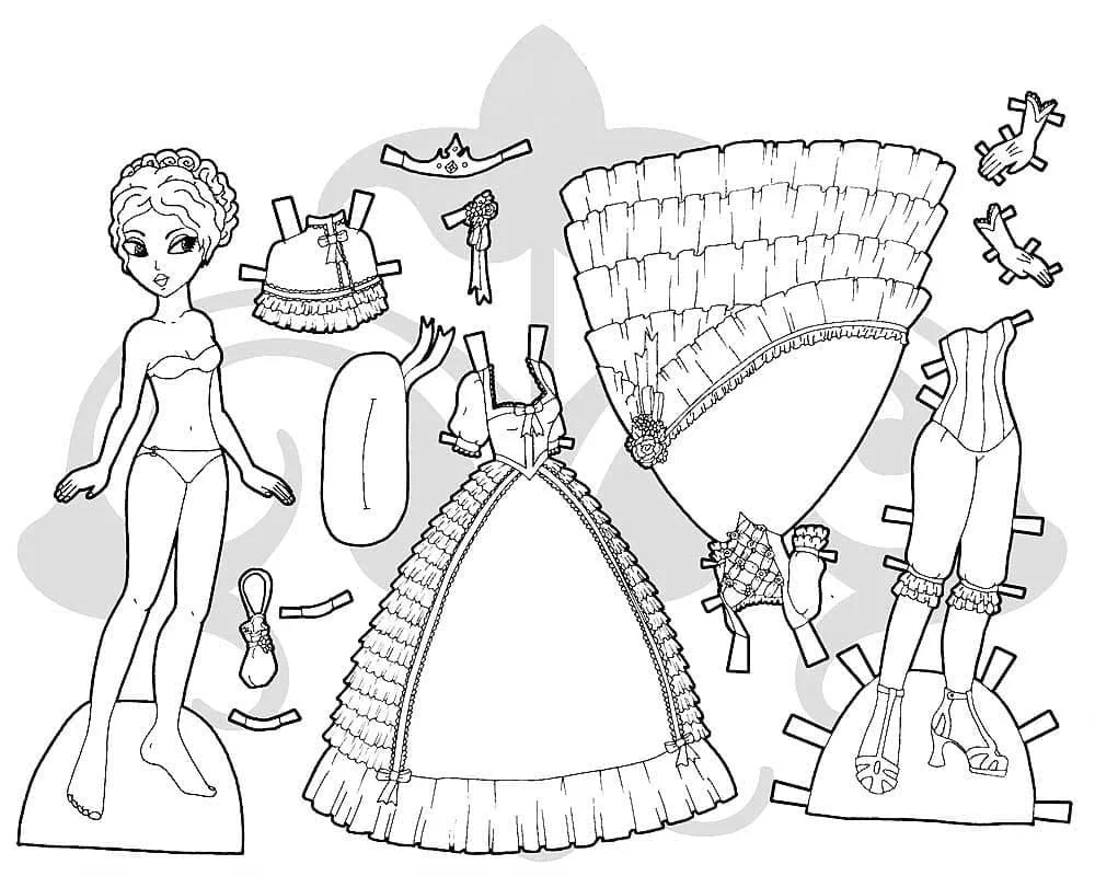 Desenhos de Paper Doll Para Colorir 27