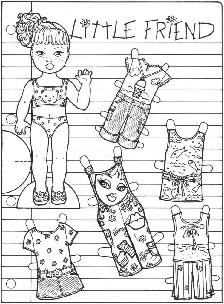 Desenhos de Paper Doll Para Colorir 39