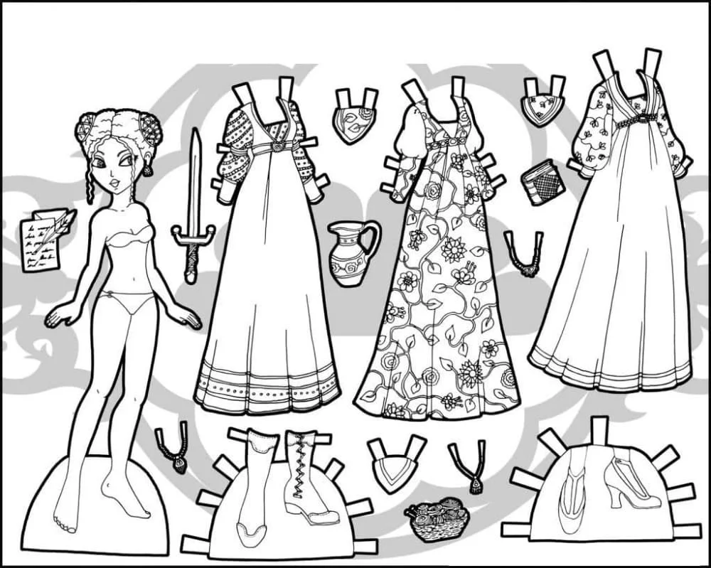 Desenhos de Paper Doll Para Colorir 48