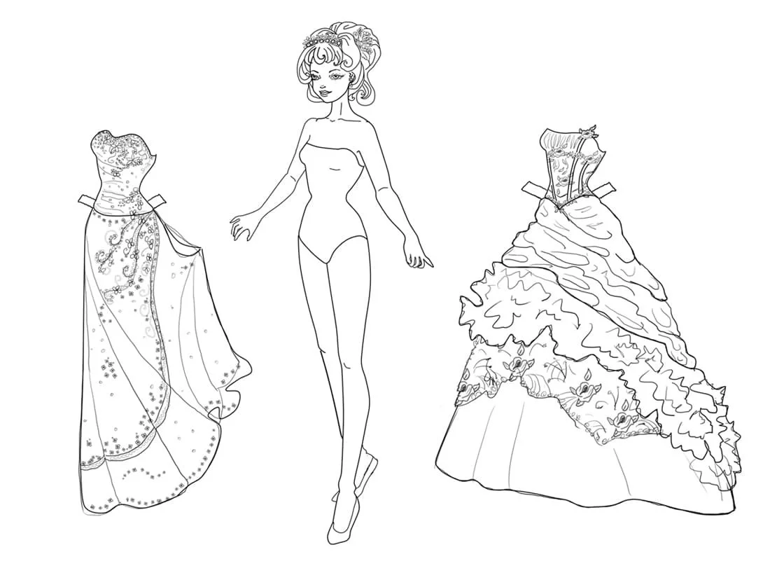 Paper Doll Coloring Pages 49