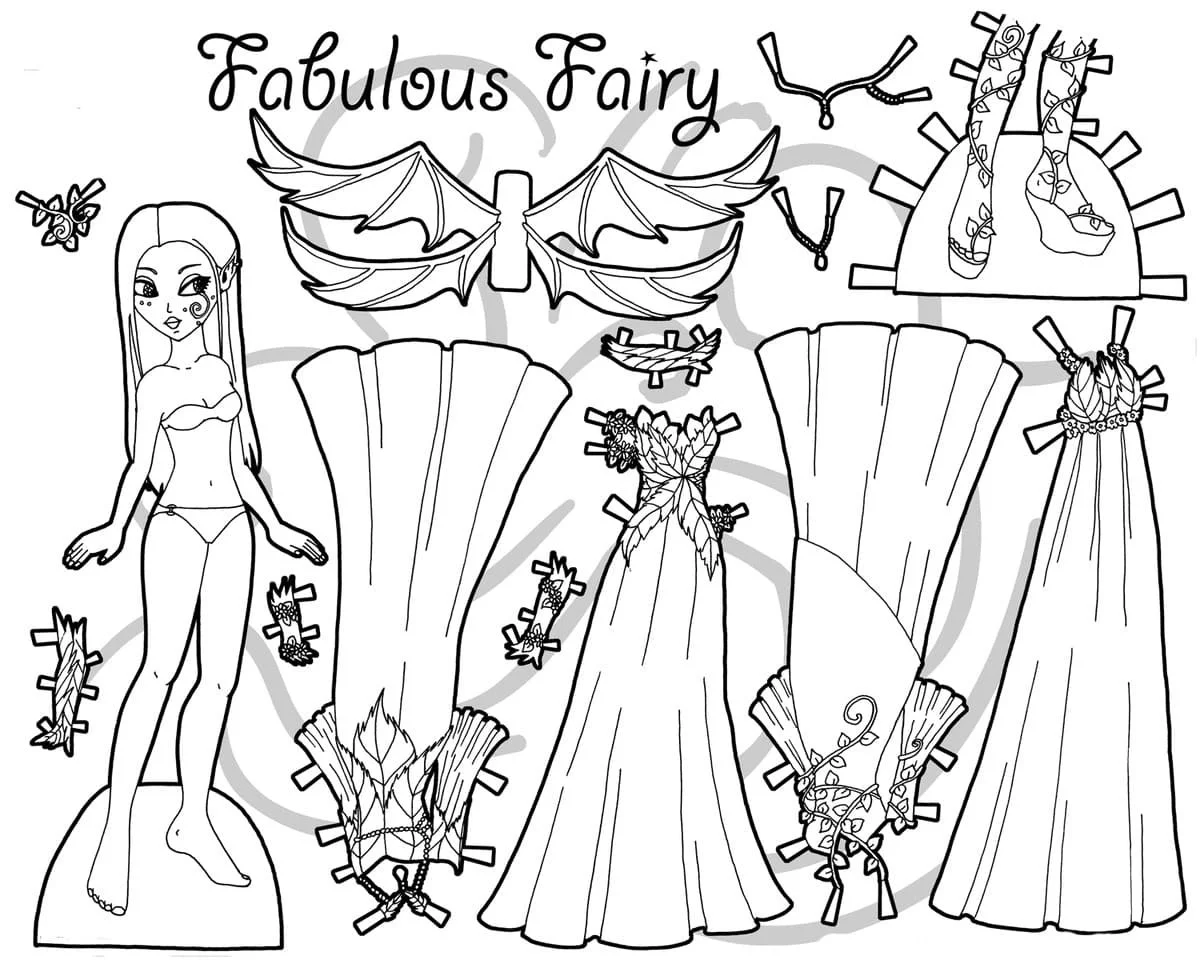 Desenhos de Paper Doll Para Colorir 84