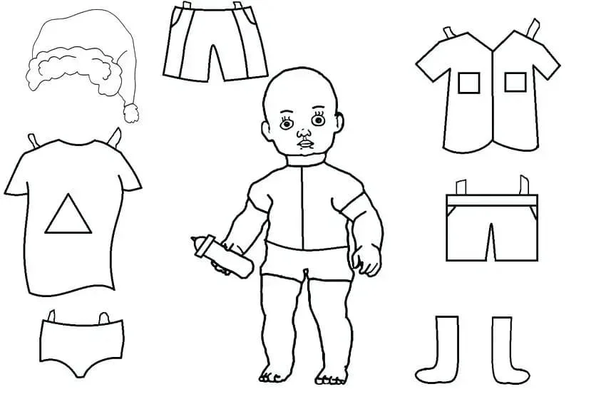 Paper Doll Coloring Pages 9