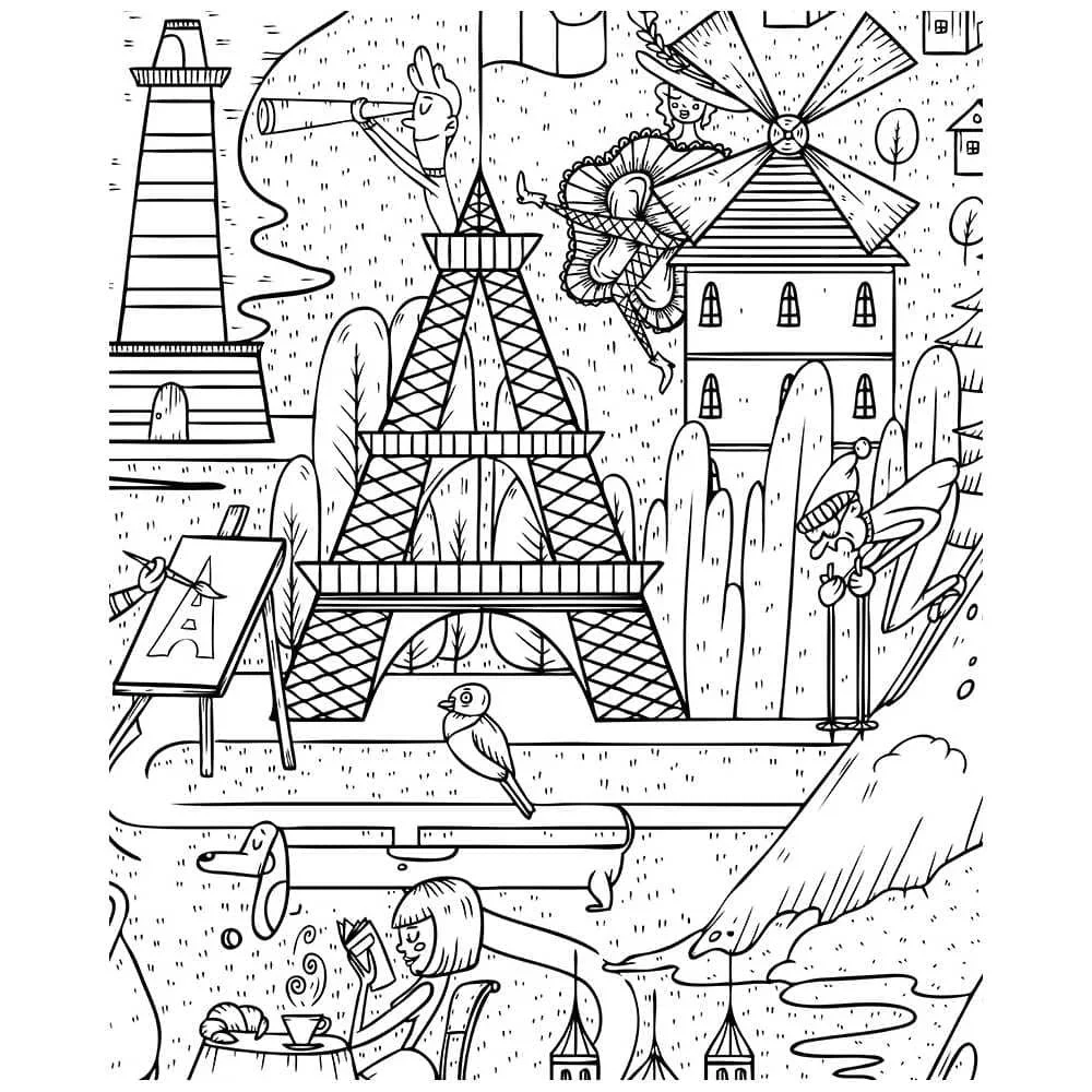 Desenhos de Paris Para Colorir 12