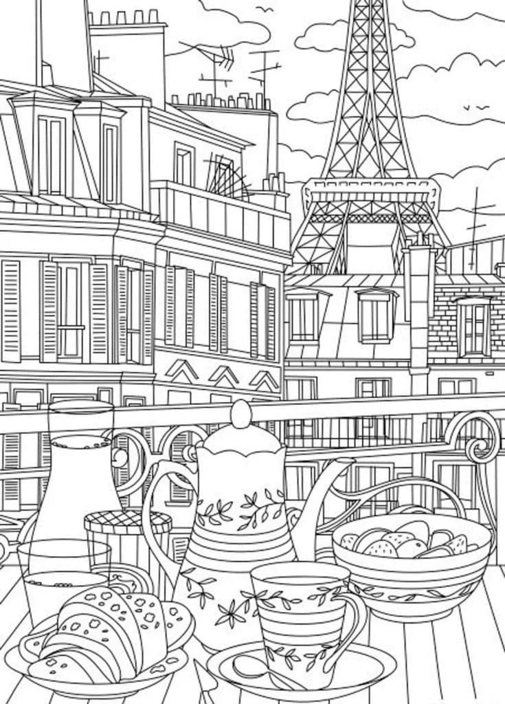 Desenhos de Paris Para Colorir 21