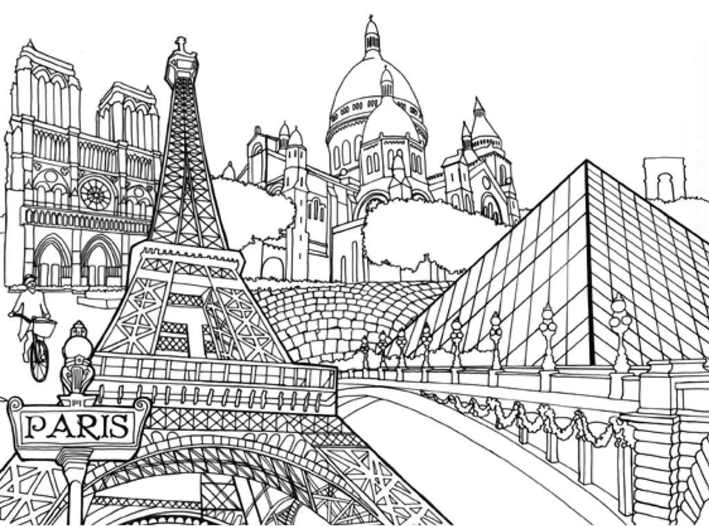 Desenhos de Paris Para Colorir 24