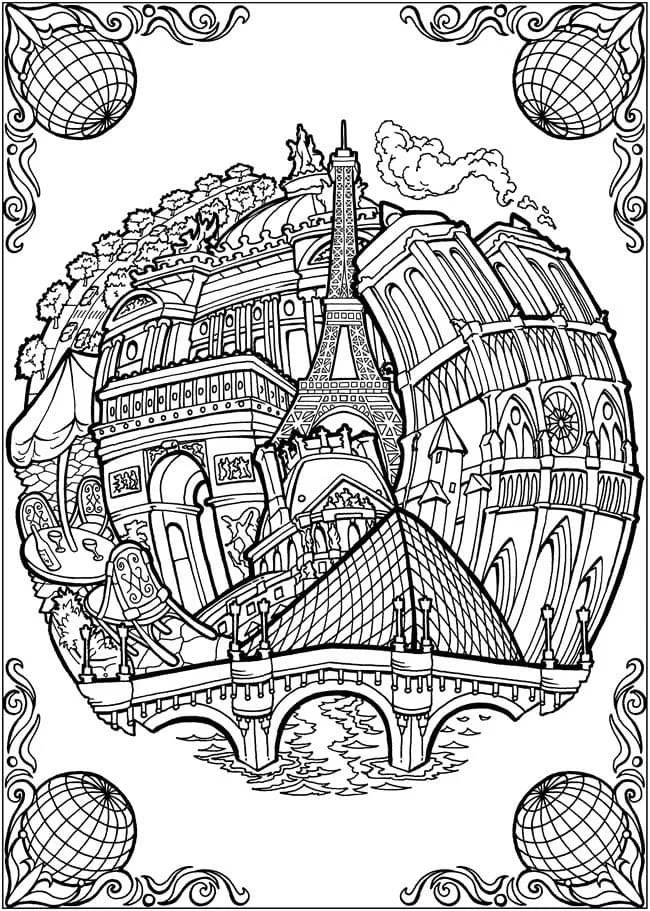 Desenhos de Paris Para Colorir 32