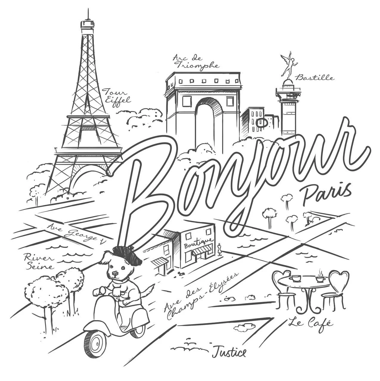 Desenhos de Paris Para Colorir 36