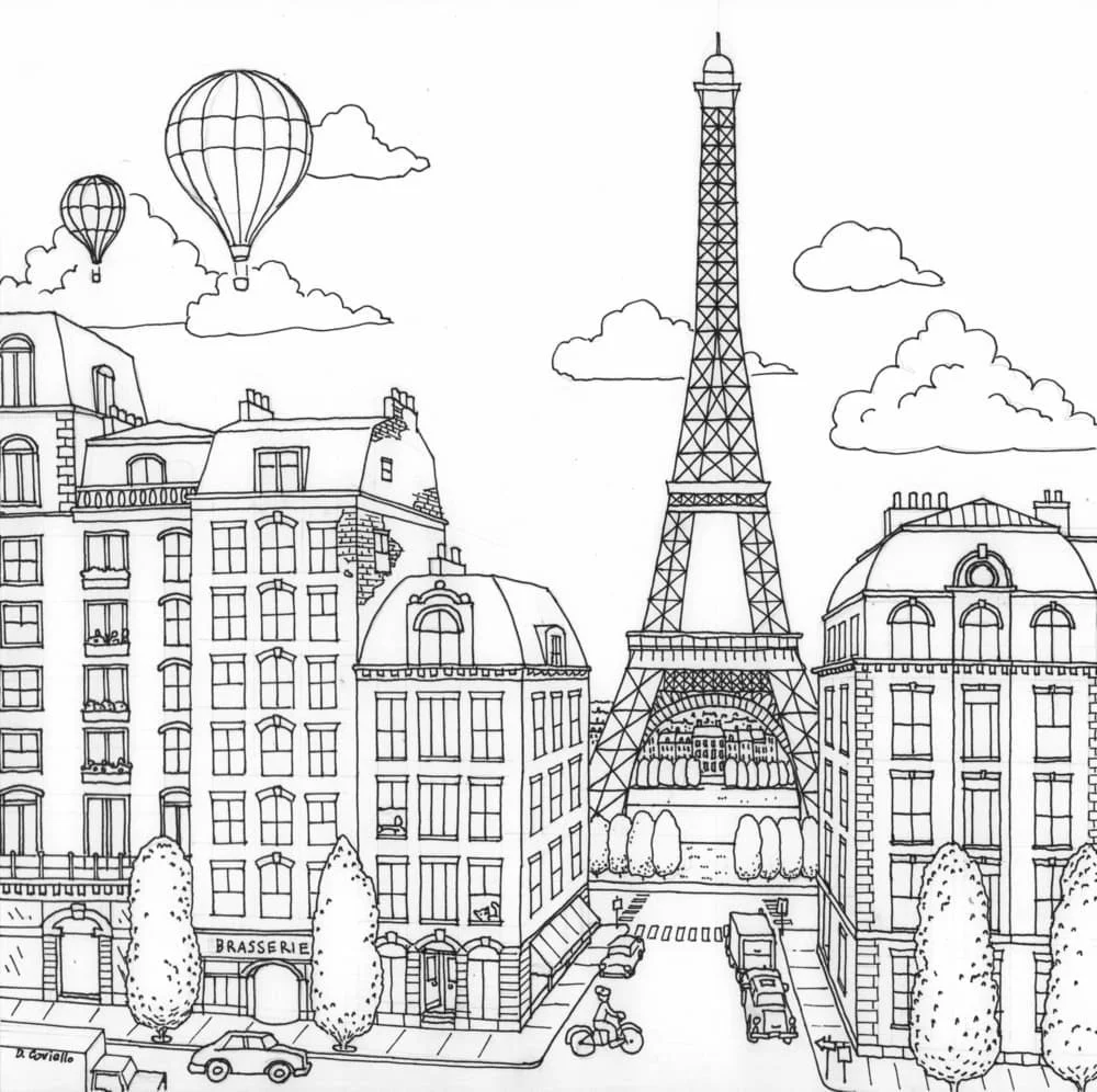 Desenhos de Paris Para Colorir 57