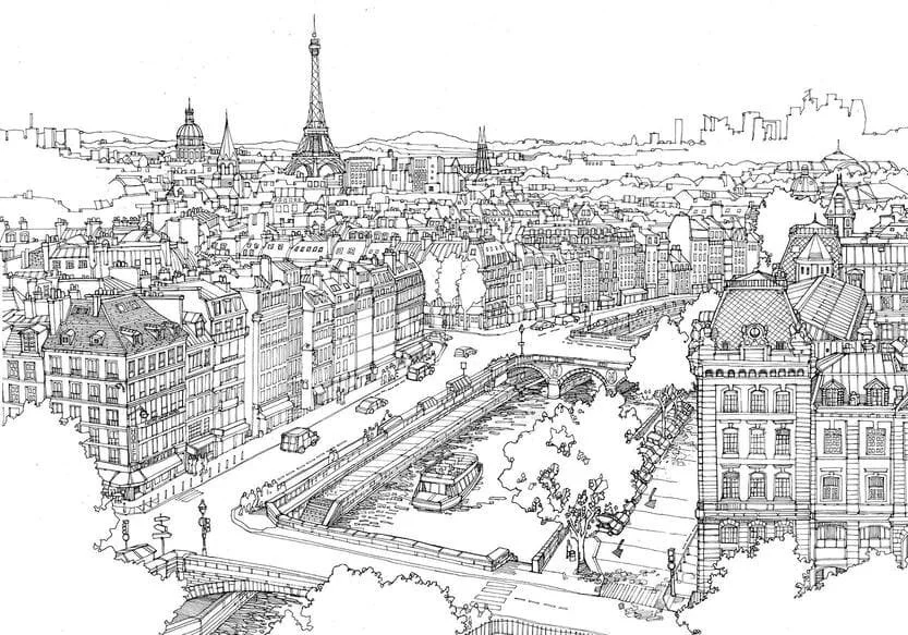 Desenhos de Paris Para Colorir 62