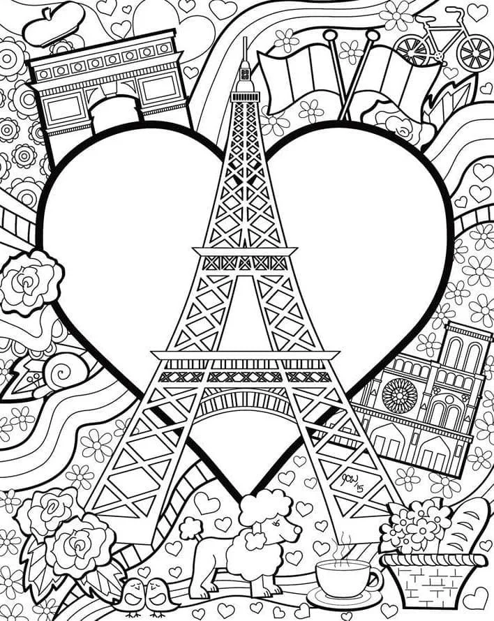 Desenhos de Paris Para Colorir 63