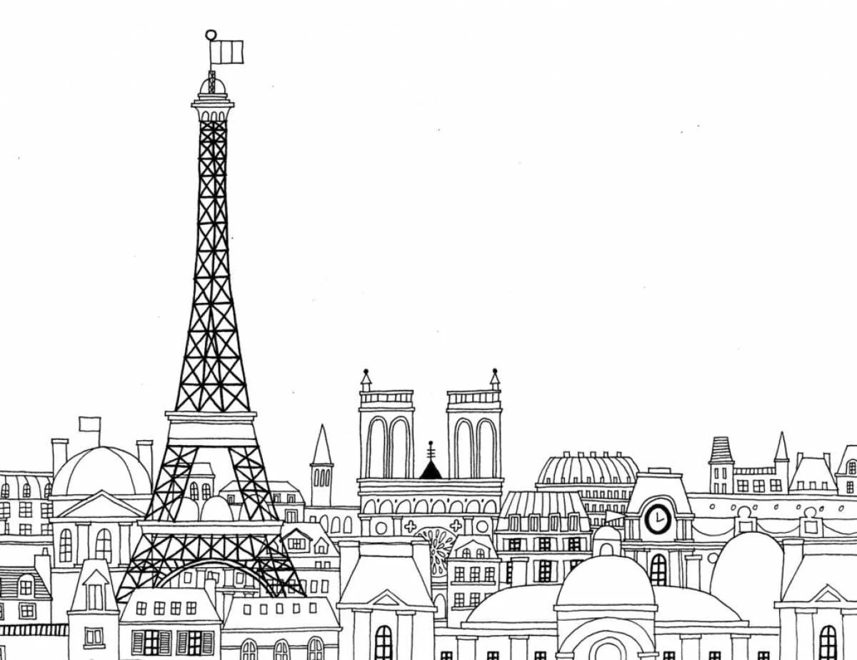 Desenhos de Paris Para Colorir 76