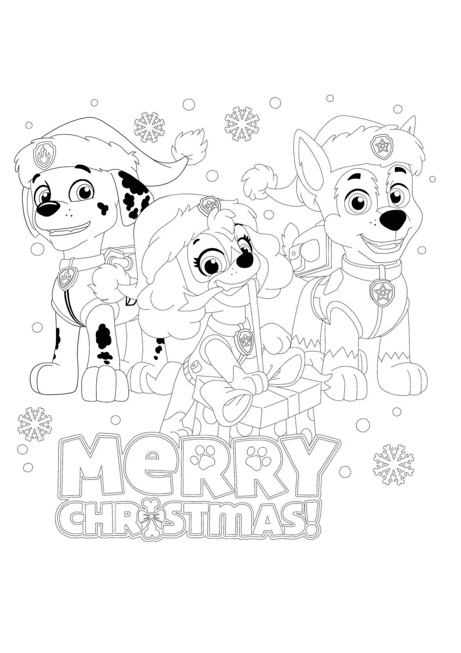 Desenhos de Natal Da Patrulha Canina Para Colorir