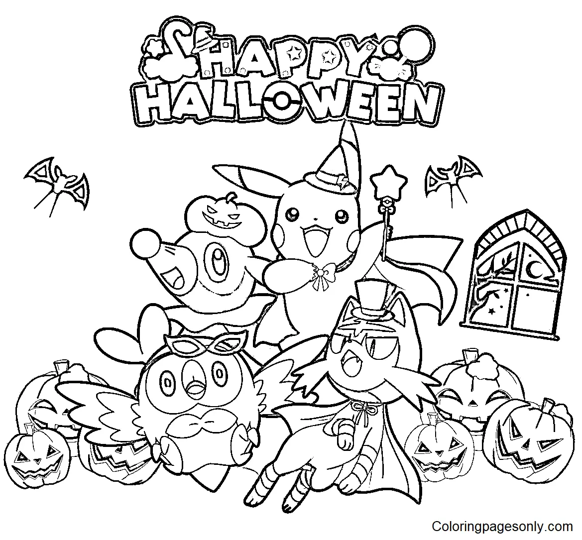 Pokemon Halloween Coloring Pages 2