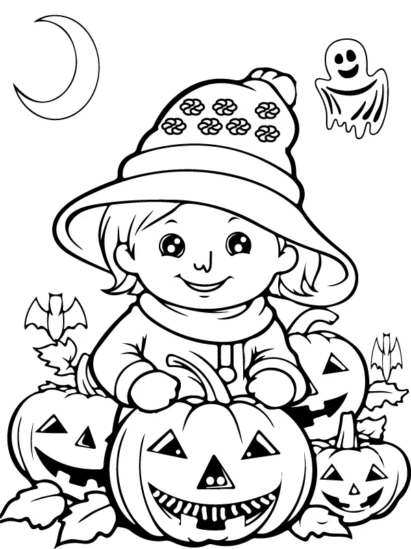 Desenhos de Paginas de Halloween Pre-Escolar Para Colorir 1