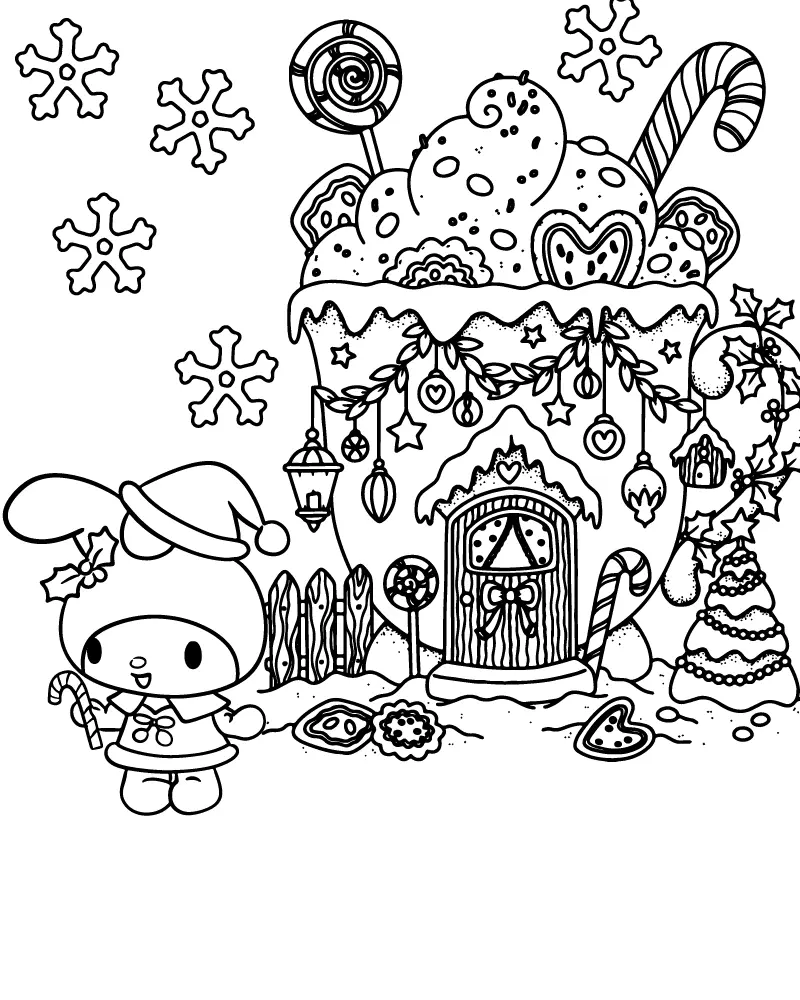 Natal da Sanrio Para Colorir 2