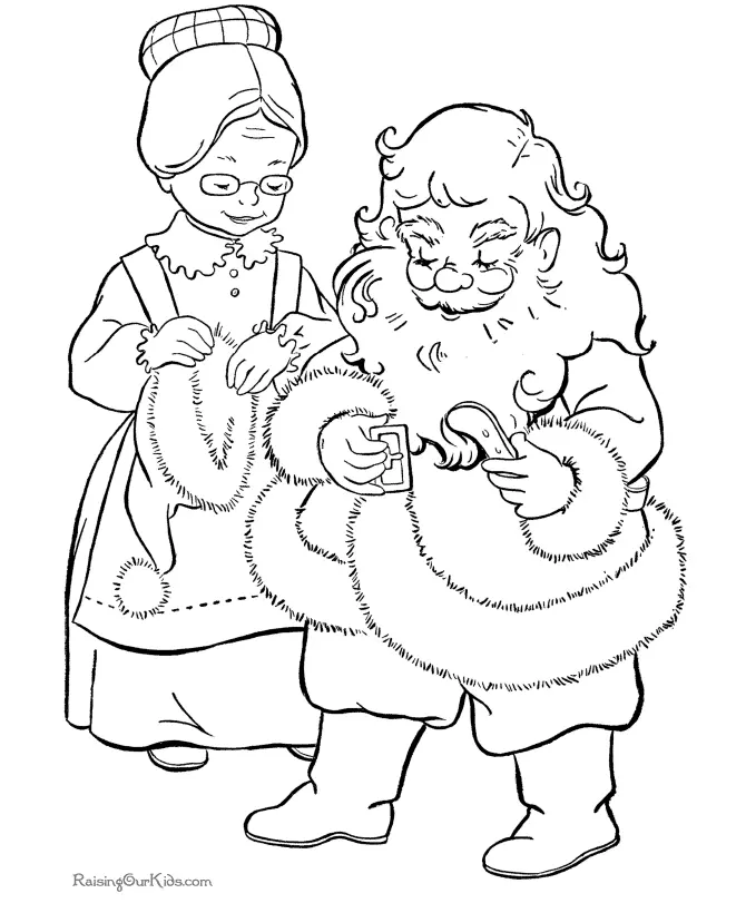 Santa Mrs Claus Coloring Pages 1