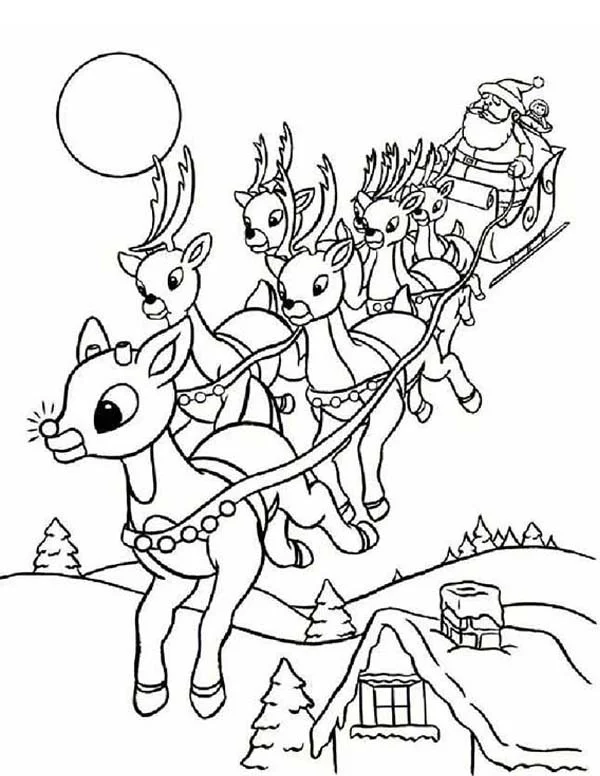 Santa Reindeer Coloring Pages 12