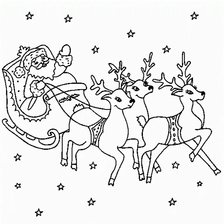 Santa Reindeer Coloring Pages 27