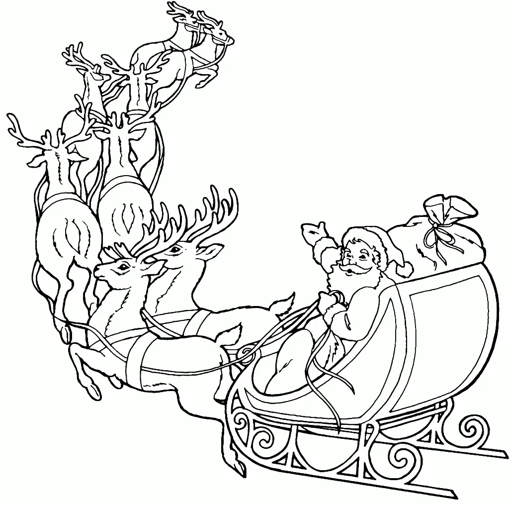 Santa Reindeer Coloring Pages 4