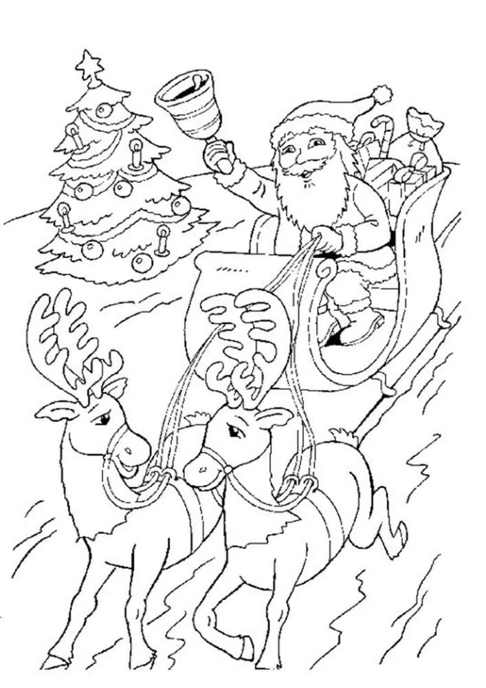 Santa Reindeer Coloring Pages 6