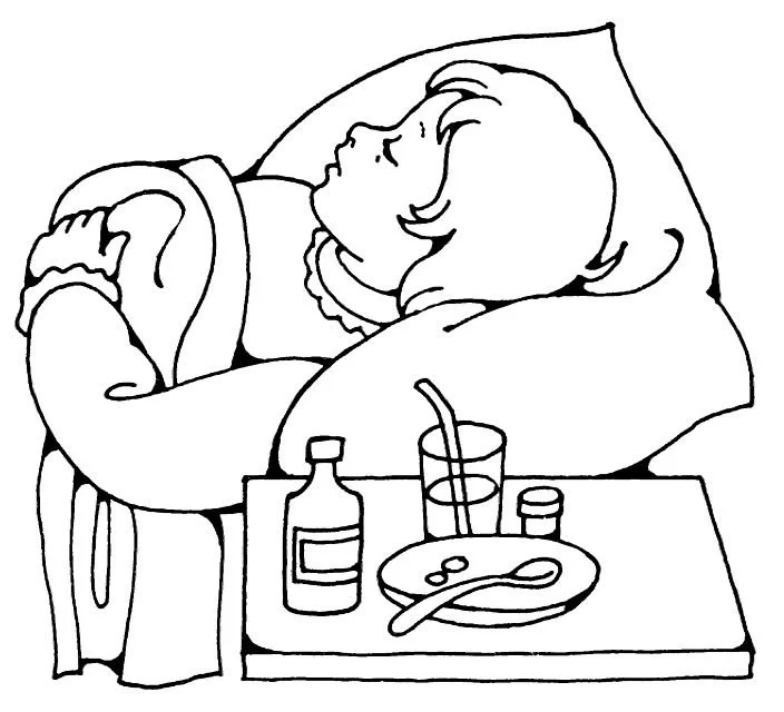 Sick In Bed Coloring Pages 1