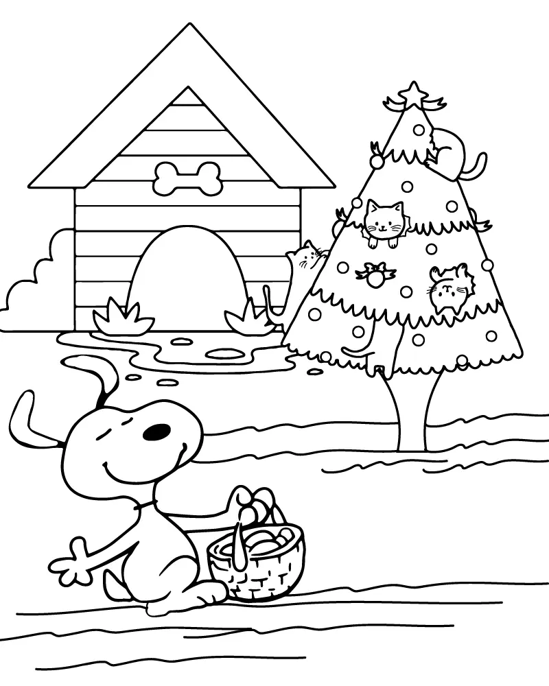 Snoopy Christmas Coloring Pages 11