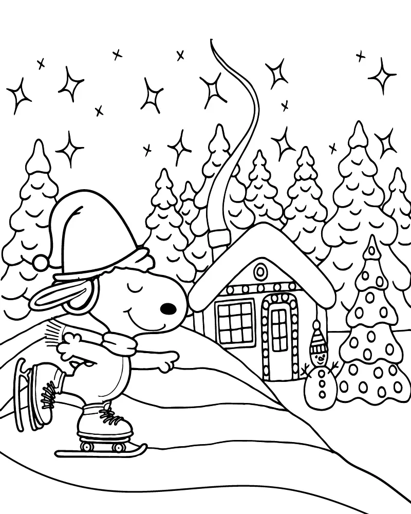 Snoopy Christmas Coloring Pages 13