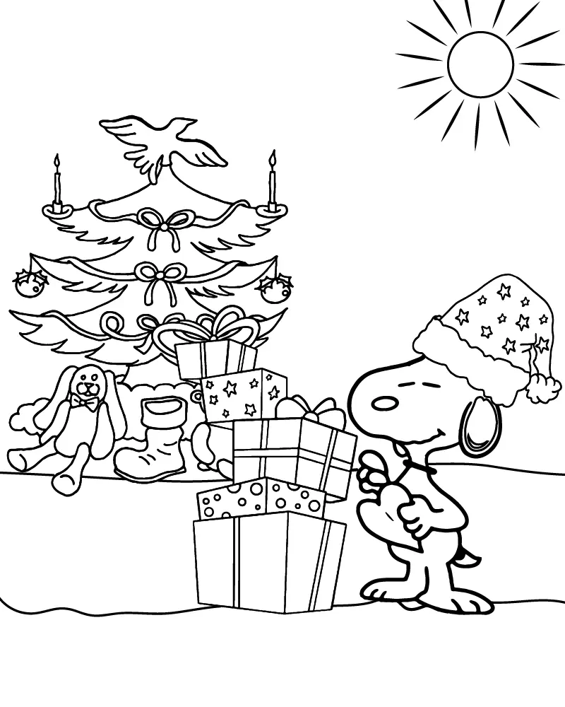 Snoopy Christmas Coloring Pages 14