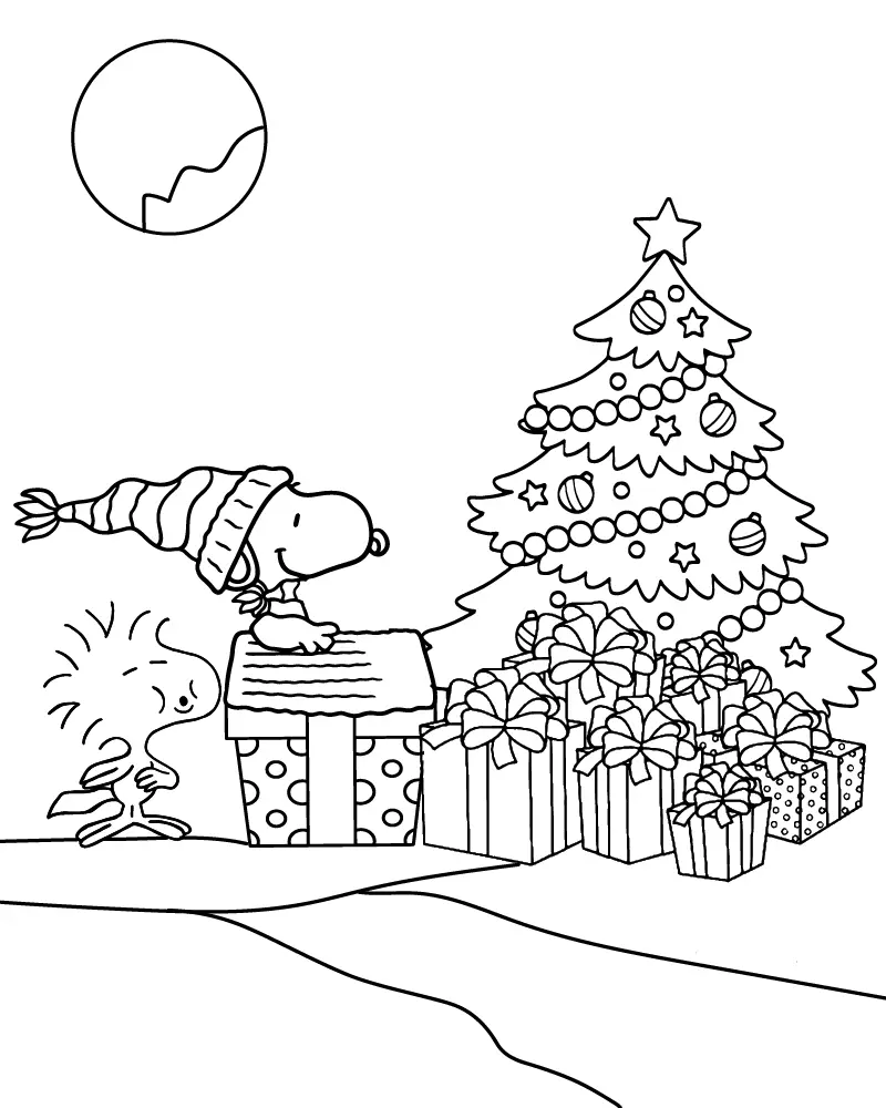 Snoopy Christmas Coloring Pages 6