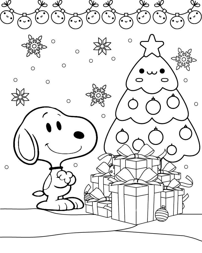 Snoopy Christmas Coloring Pages 9