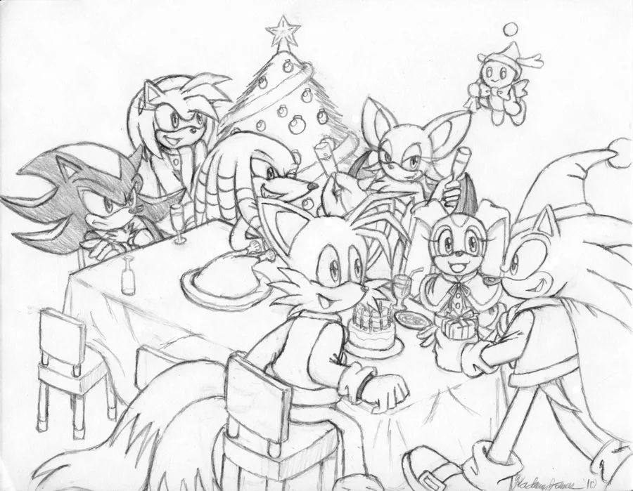 Sonic Navidad Para Colorear